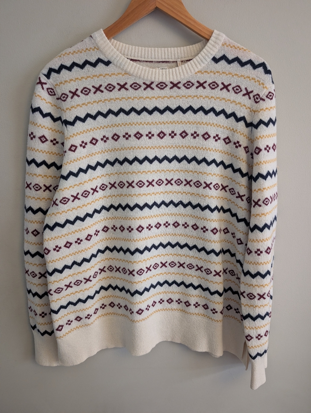 Barbour Alder White Print Wool Pullover Sweater Size 12